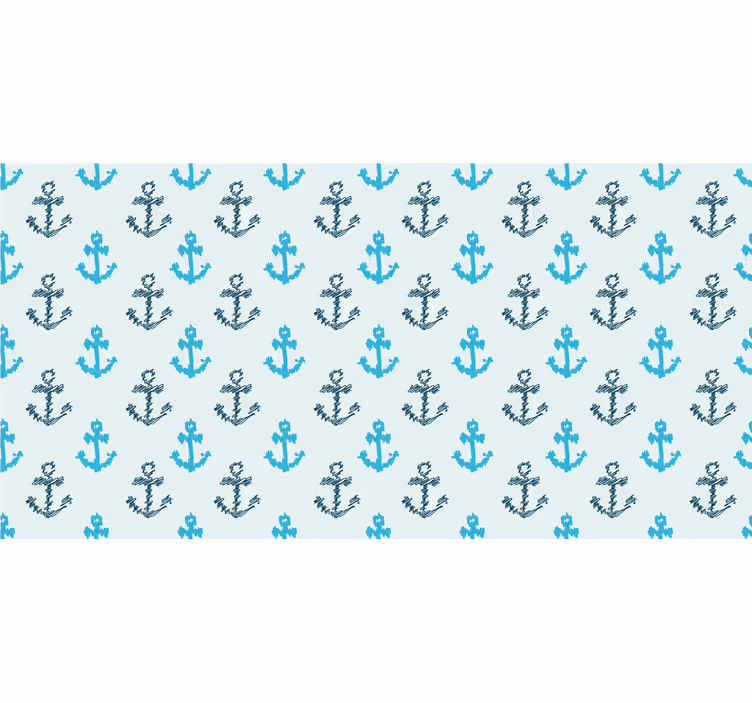 Rullegardin bad med forvridd blå ankerdesign - Tenstickers