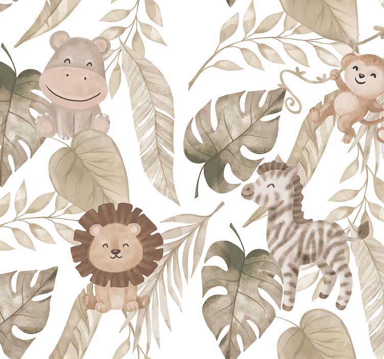 Rullegardin baby beige jungelmønster - Tenstickers