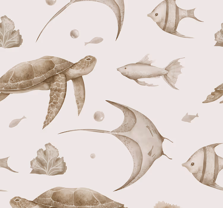 Rullegardin baby beige havmønster - Tenstickers