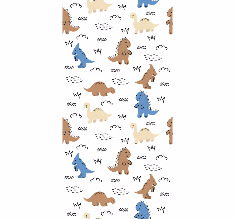 Rullegardin baby glade blå og brune dinosaurer - Tenstickers