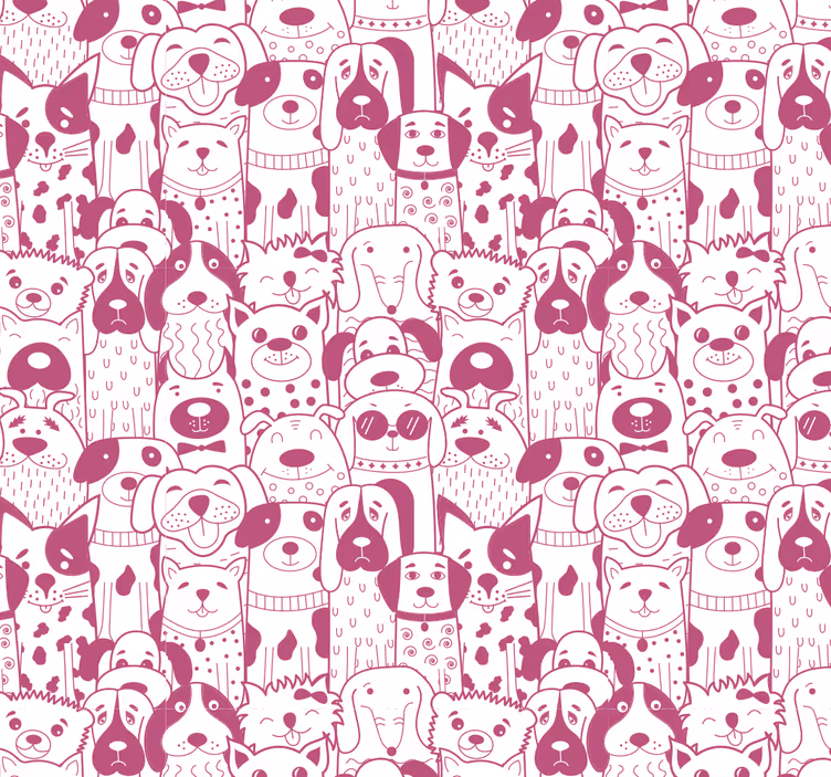 Rullegardin baby rosa hunder med pels - Tenstickers