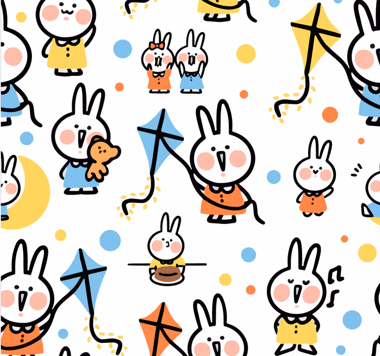 Rullegardin baby kanin som holder i drage - Tenstickers