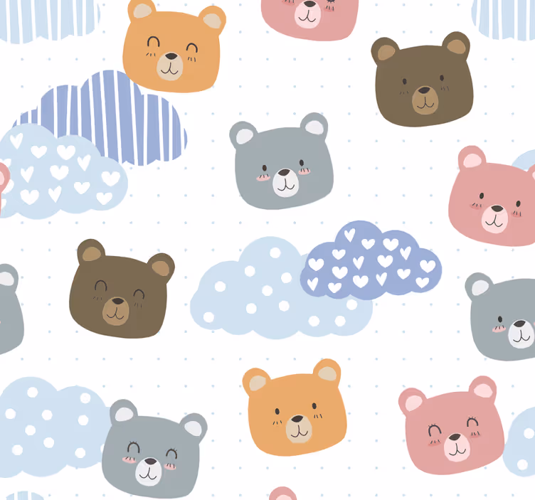 Rullegardin baby minimalistisk bjørn smil hvit bakgrunn - Tenstickers