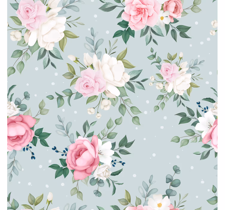 Rullegardin gang blå og rosa blomster - Tenstickers