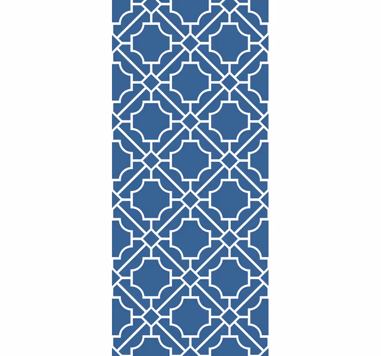 Rullegardin gang geometrisk 'rutenett' hvit/marine - Tenstickers