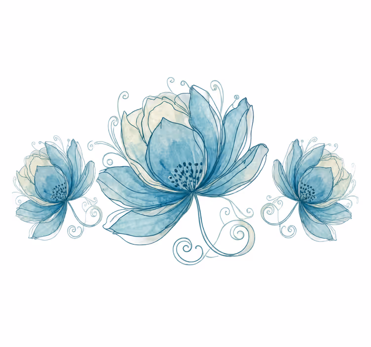 Rullegardin bad bredde 110 tre blomster - Tenstickers