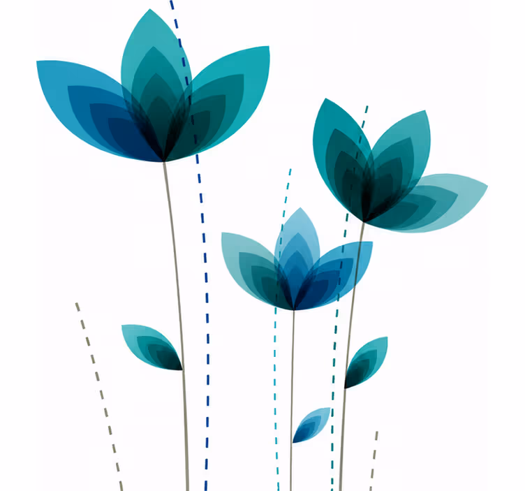 Rullegardin turkis med blomstertriple mønster - Tenstickers