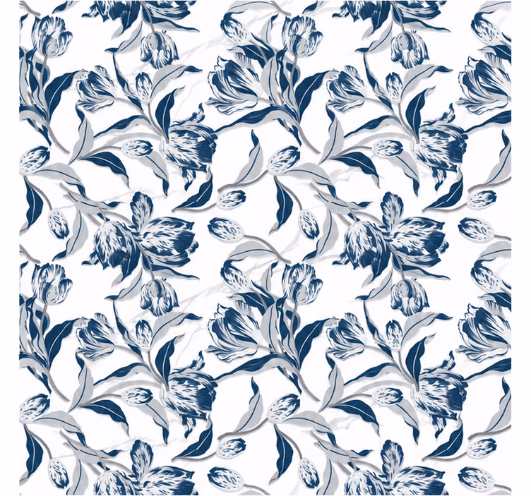 Rullegardin blå med vintage blomsterdesign klar - Tenstickers