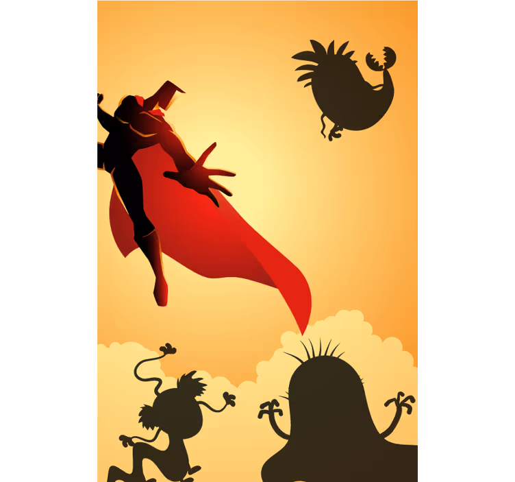 Heroisk silhuetteventyr rullegardin superhelter - Tenstickers