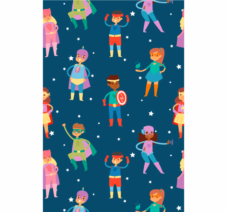 Superkids mønster superhelt rullegardin - Tenstickers