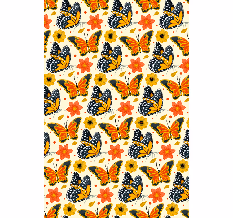 Sommerfugler blomstermønster rullegardin sommerfugl - Tenstickers