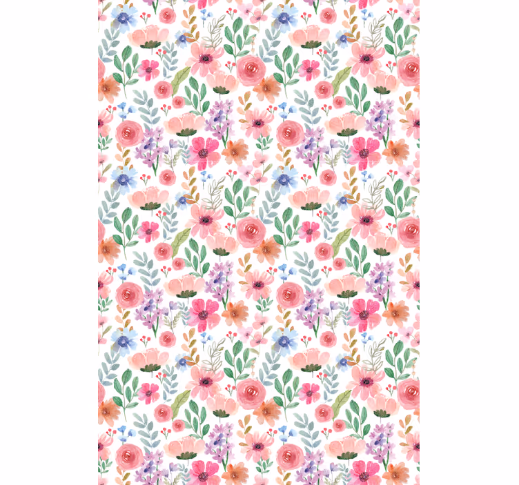 Flerfarget blomster kjøkken rullegardin - Tenstickers