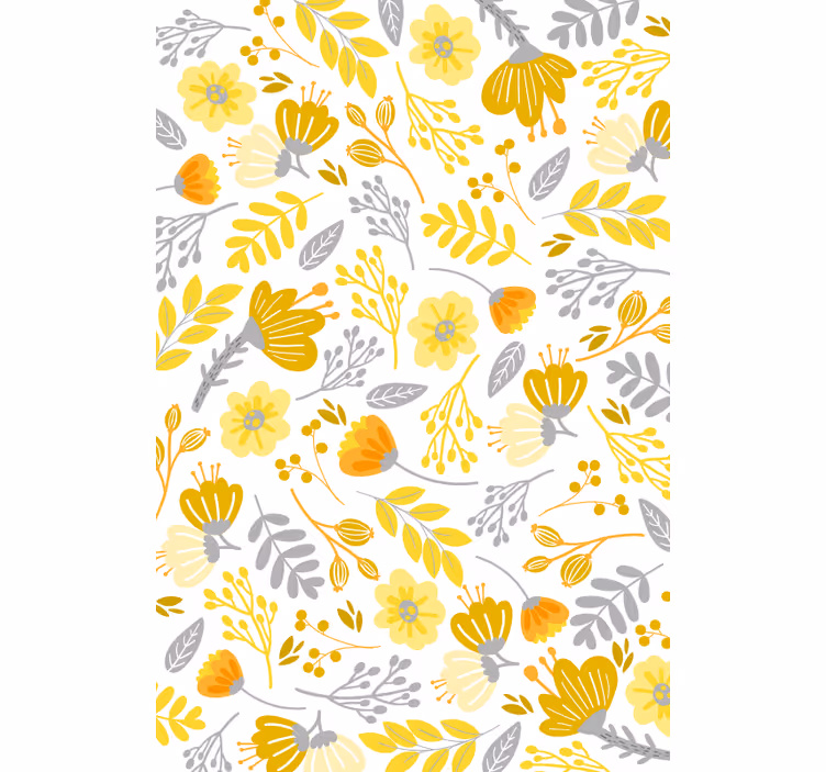 Gul blomster kjøkken rullegardin - Tenstickers