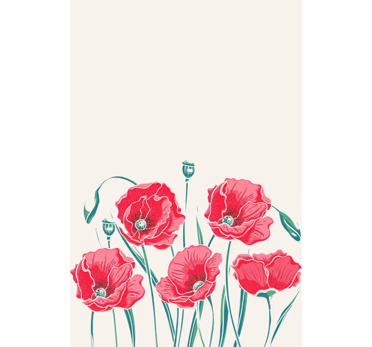 Røde valmuer kjøkkenblomster - Tenstickers