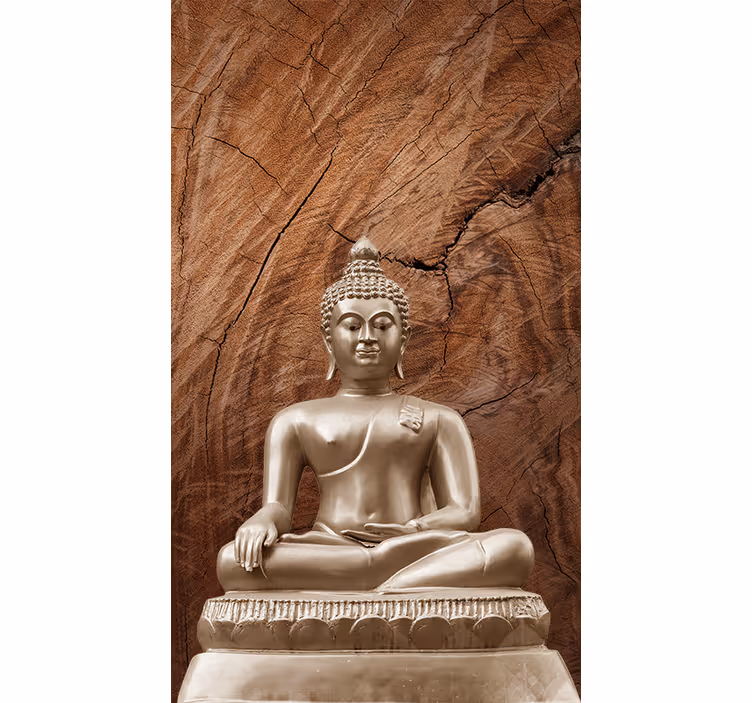 Tre buddha zen brun rullegardin - Tenstickers