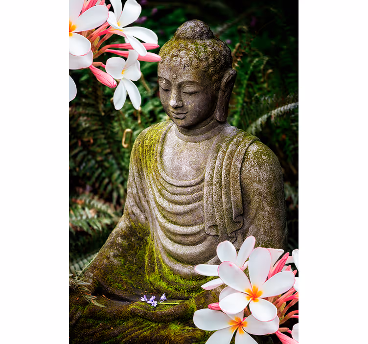 Blomstergrønn buddha zen Rullegardin - Tenstickers