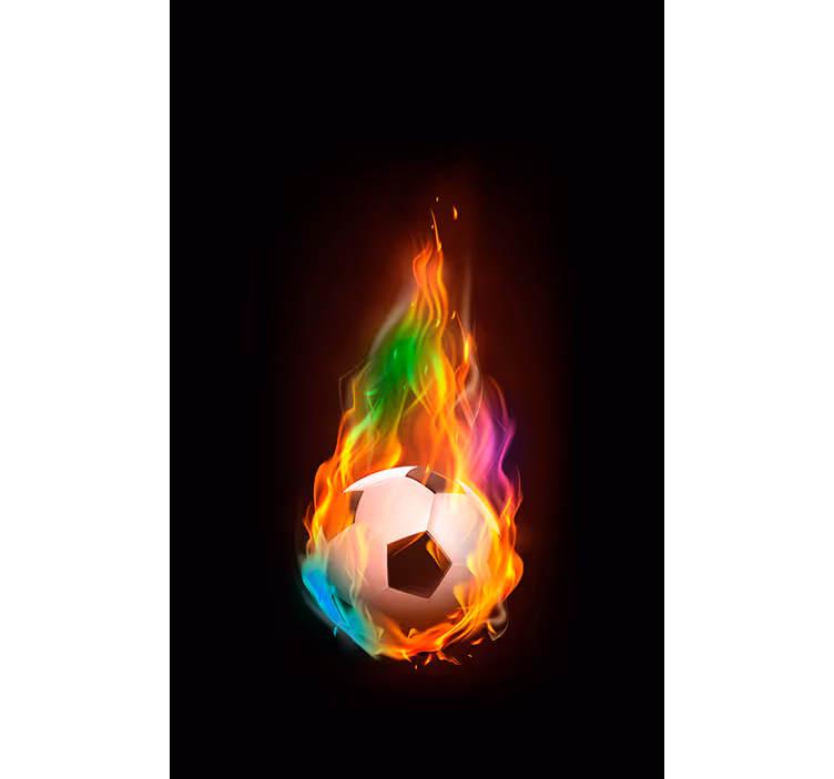 Flerfarget brannball fotball rullegardin - Tenstickers