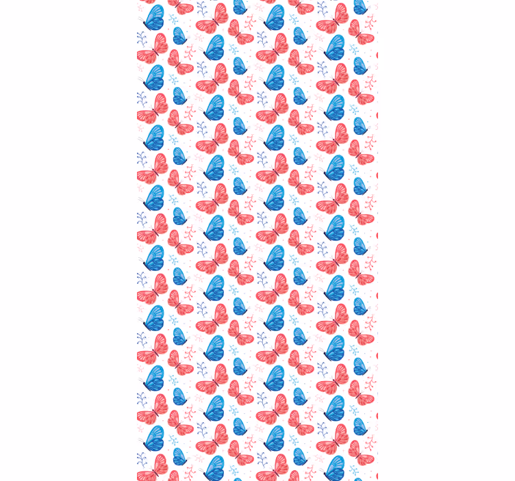 Blå og røde farger rullegardin sommerfugl - Tenstickers