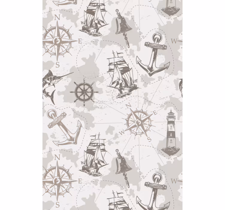 Nautiske utforskningsmotiver rullegardin mer vintage - Tenstickers