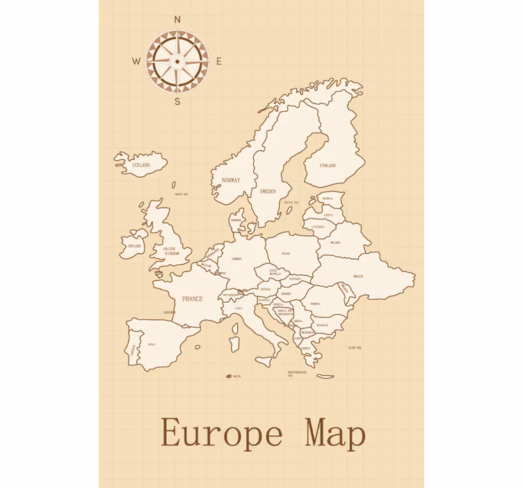 Vintage europa verdenskart rullegardin - Tenstickers