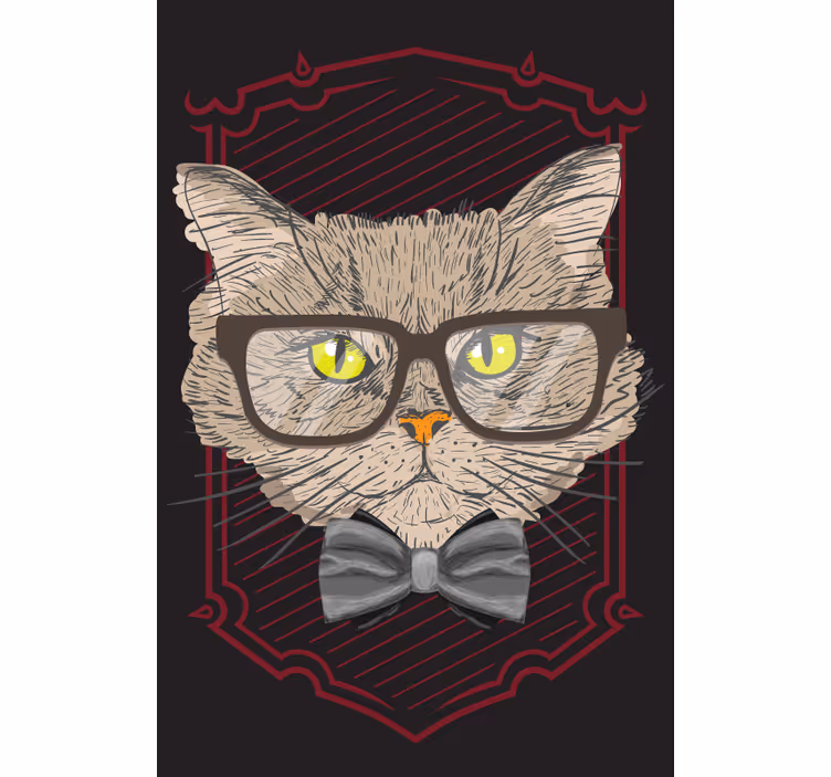 Katt med briller moro rullegardin - Tenstickers