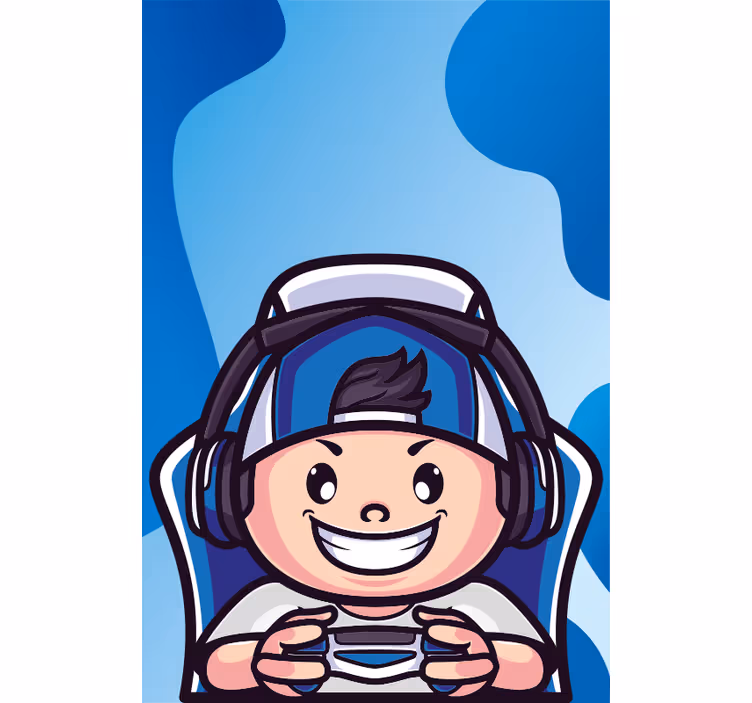 Gutt gamer barn nerd rullegardin - Tenstickers