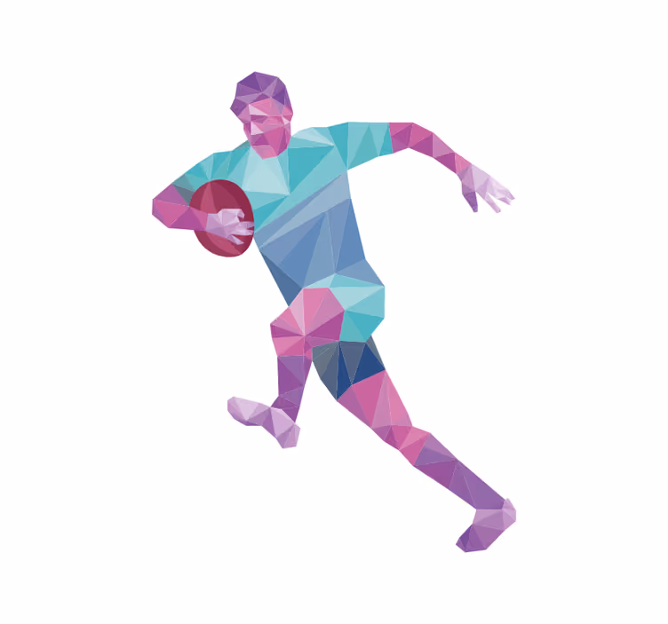 Geometrisk rugbyspiller rullegardin sport - Tenstickers