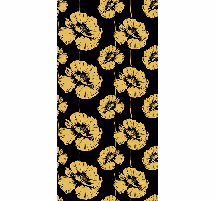 Gul og svart design rullegardin blomster - Tenstickers