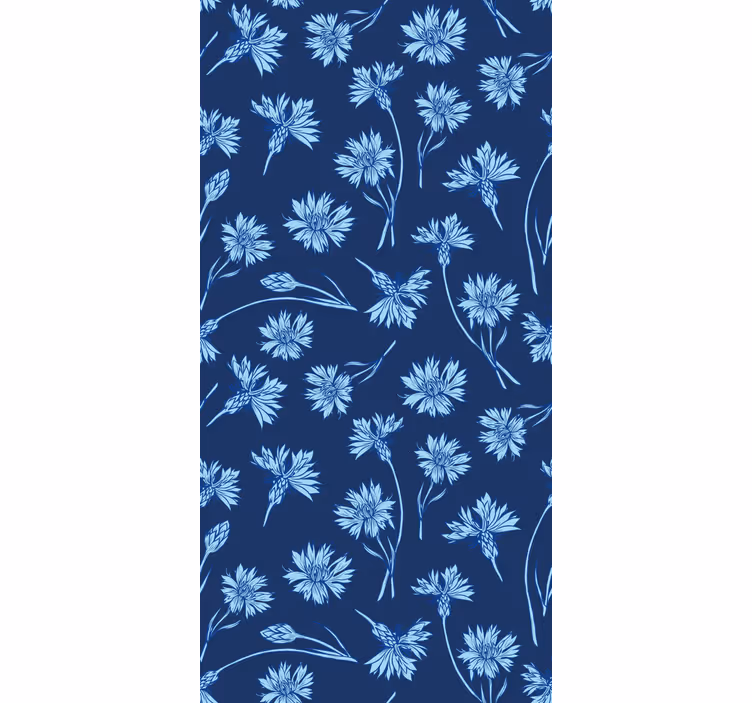 Marineblå blomster stue rullegardin - Tenstickers