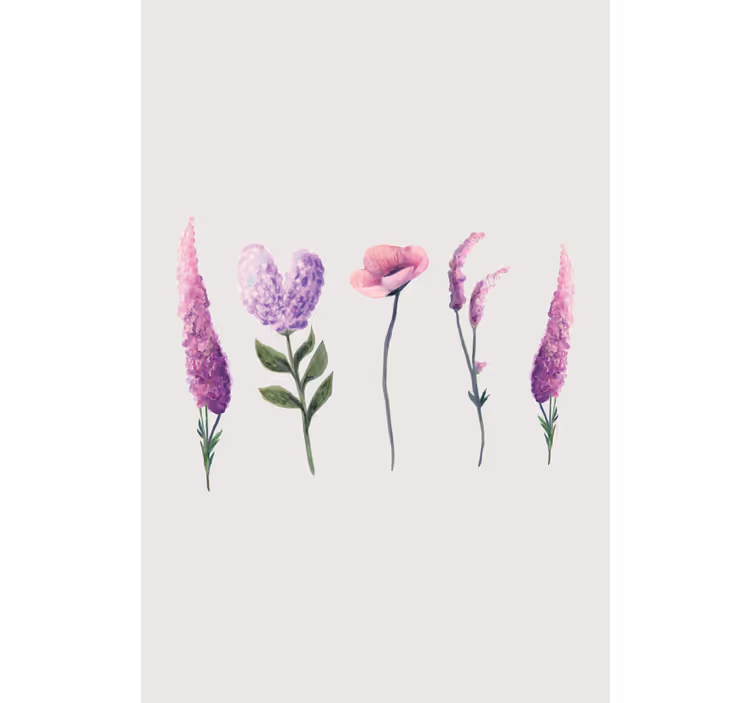 Lilla blomstertegninger blomsterRullegardin - Tenstickers