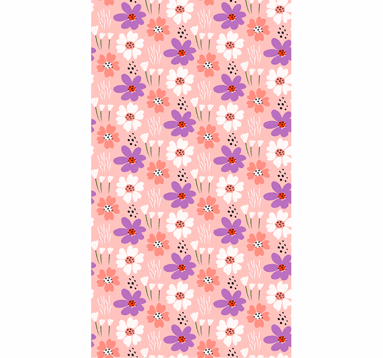Fargerike tusenfryd og tulipaner blomster blomsterRullegardin - Tenstickers