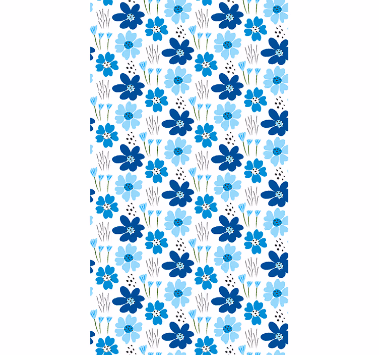 Blå enkelt mønster rullegardin blomster - Tenstickers