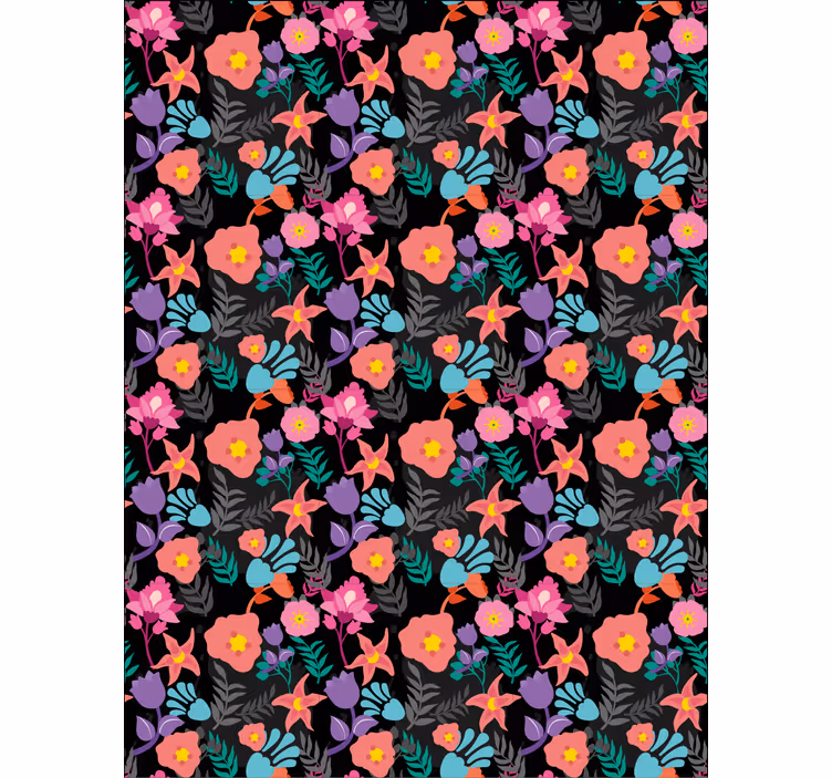 Fargerikt blomstermønster rullegardin blomster - Tenstickers