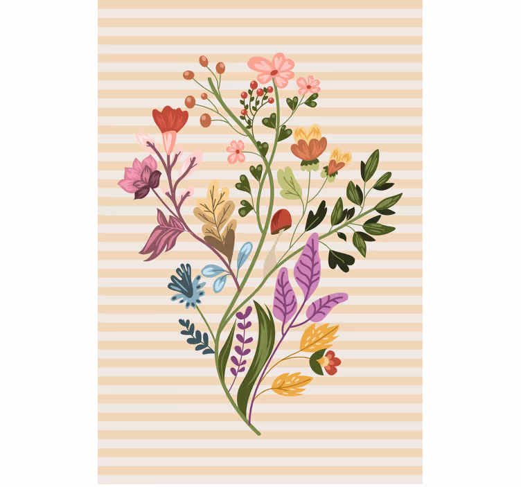Tegnet blomsterbukett blomsterRullegardin - Tenstickers