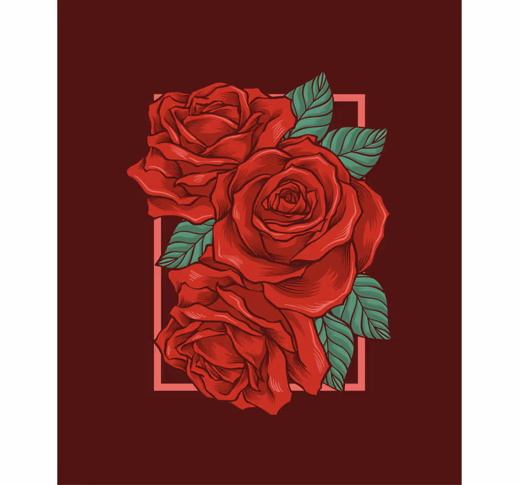 Elegante røde roser rullegardin blomster - Tenstickers