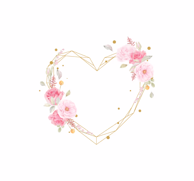 Blomsterhjerteformet ramme blomsterRullegardin - Tenstickers