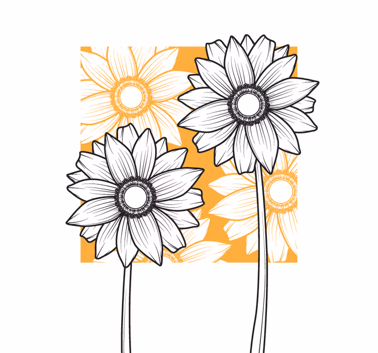 Vakre fargede solsikker blomsterRullegardin - Tenstickers