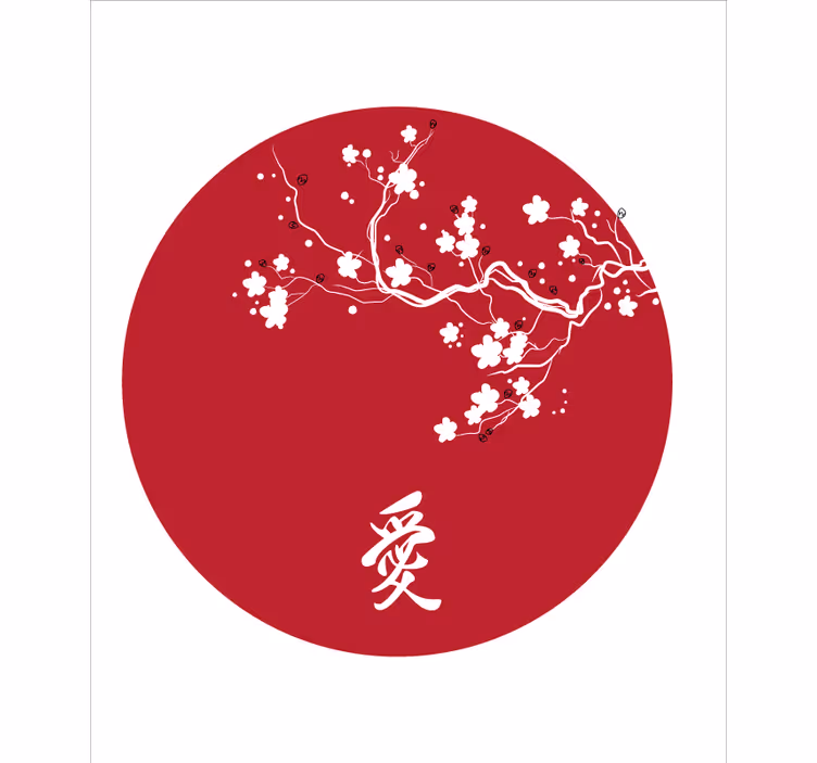 Japansk kirsebærsirkel rullegardin blomster - Tenstickers
