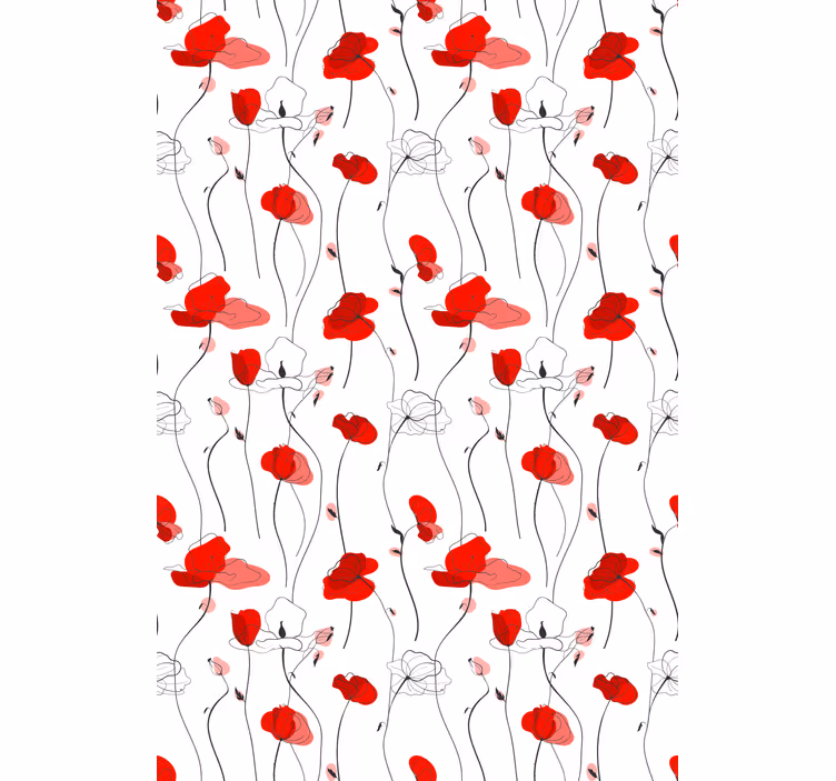 Tegning av valmuer blomsterRullegardin - Tenstickers