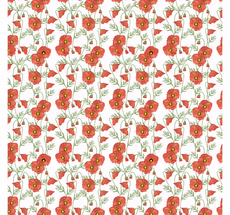 Rød valmue mønster rullegardin blomster - Tenstickers