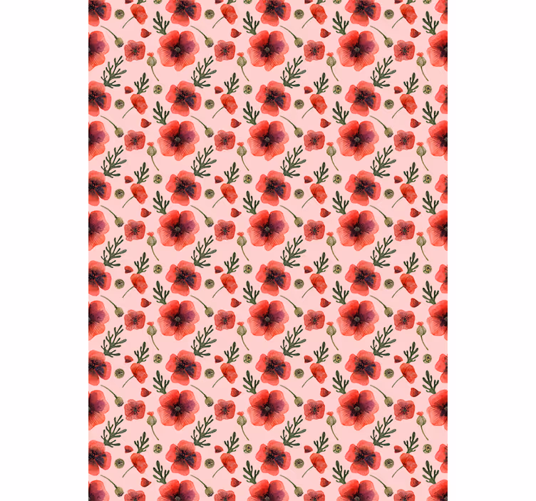 Valmue blomstermønster rullegardin blomster - Tenstickers