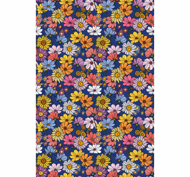 Fargerike mønsterblomster og planteRullegardin - Tenstickers