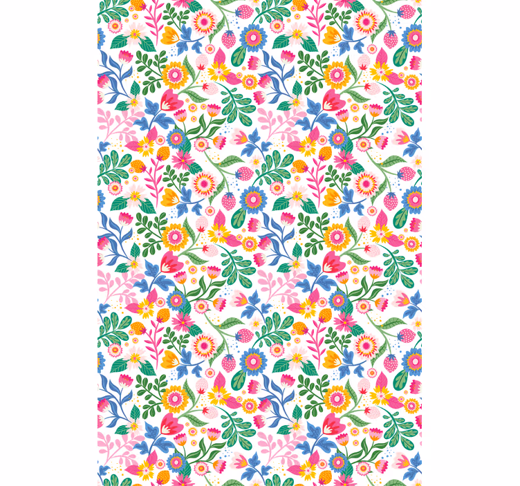 Eksotiske flerfargede blomster og planteRullegardin - Tenstickers