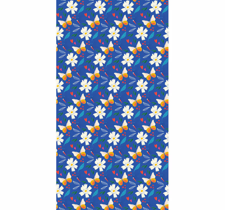 Tusenfryd og sommerfugler rullegardin blomster - Tenstickers