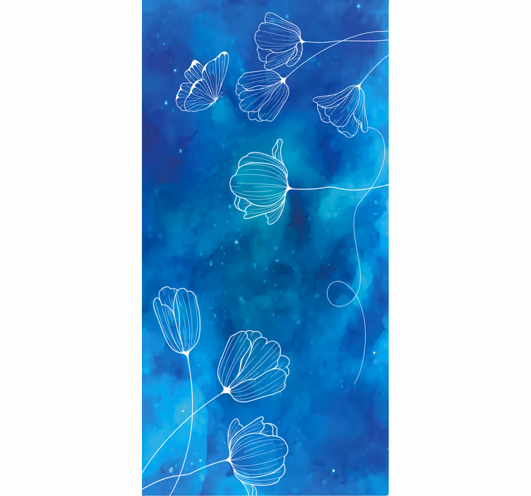 Elegante blå silhuetter rullegardin blomster - Tenstickers