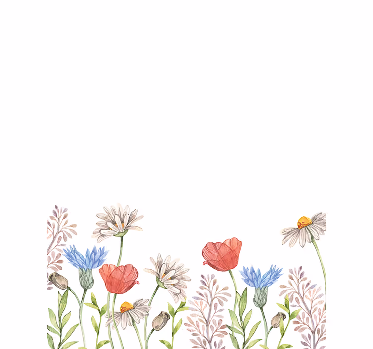 Akvarell vårblomster og planteRullegardin - Tenstickers