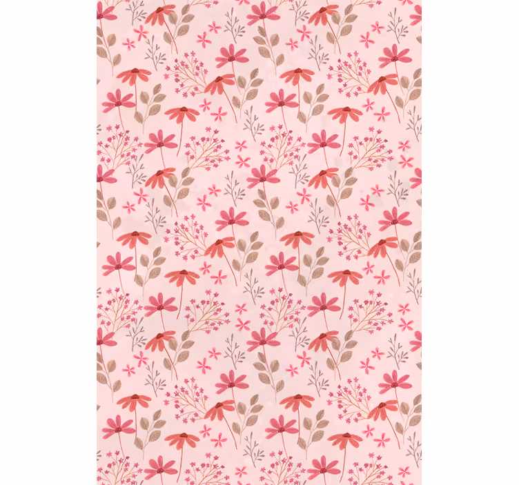 Rosa små blomster og planteRullegardin - Tenstickers