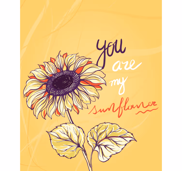 Vintage solsikkeinnskrifter blomsterRullegardin - Tenstickers