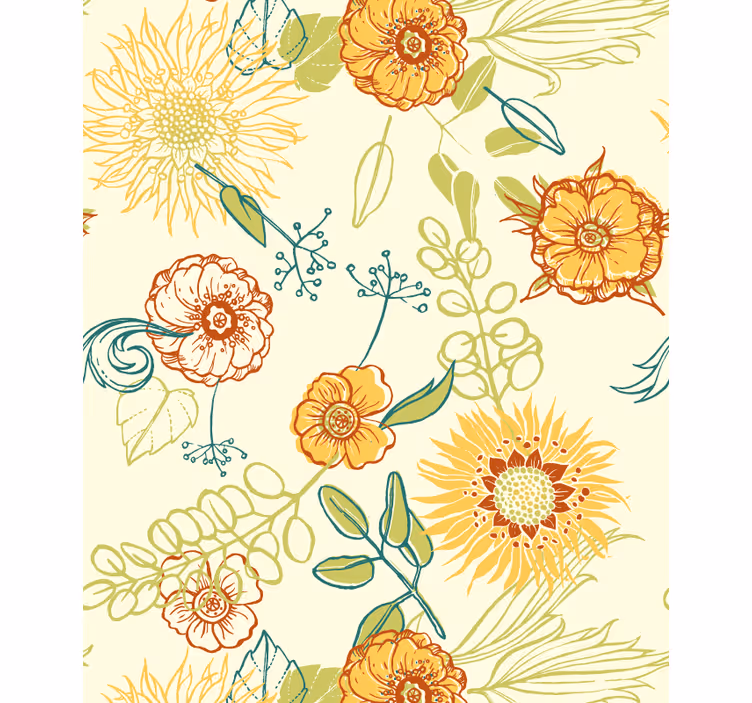 Fargerike solsikker blomsterRullegardin - Tenstickers
