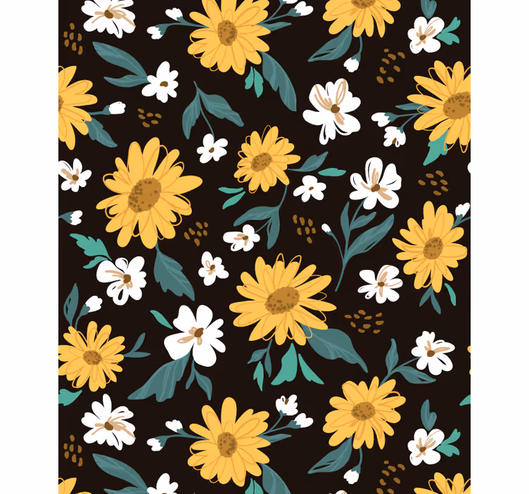 Solsikker og tusenfryd blomster blomsterRullegardin - Tenstickers